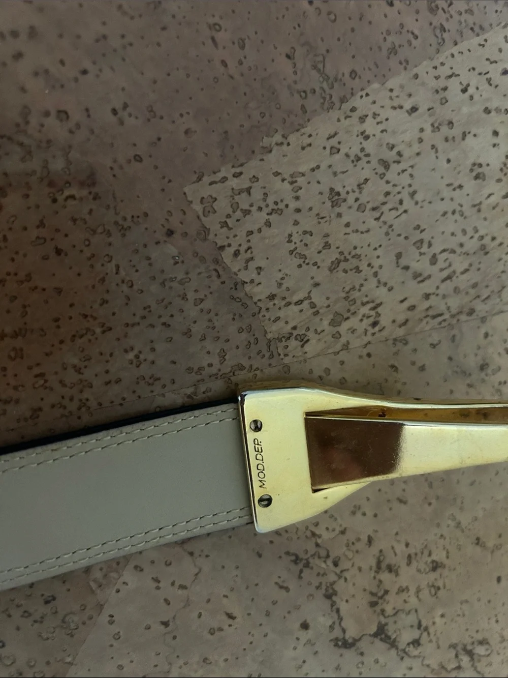 Brown Leather Ring Belt with Gold-Tone Hardware